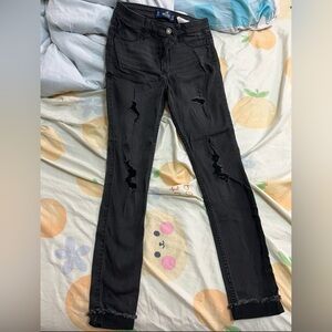 Hollister gray distressed ripped denim jeans size 5S